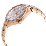 Bulova Crystal Mặt Tròn Màu Bạc Đính Đá Dây Kim Loại Màu Vàng Hồng 98L229