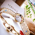 Versace Audrey Mặt Tròn Màu Xám Dây Kim Loại Màu Vàng VELR00719