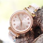 Michael Kors Sofie Crystal Mặt Tròn Đính Dá Dây Kim Loại Vàng Hồng MK3882