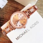 Michael Kors Sofie Crystal Mặt Tròn Đính Dá Dây Kim Loại Vàng Hồng MK3882