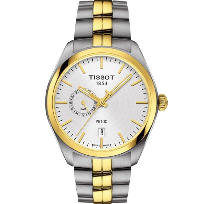 Tissot PR100 Demi Vàng Mặt Tròn Dây Kim Loại Lịch Ngày T101.452.22.031.00