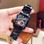 Bulova Corporation Automatic Mặt Chữ Nhật Dây Kim Loại Màu Đen 98A180
