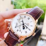 Orient Sun And Moon Automatic Mặt Tròn Màu Trắng Dây Da Màu Nâu Lịch Ngày Thứ SAK00001Y0