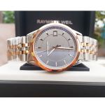 Raymond Weil Freelancer Automatic Demi Vàng Hồng Mặt Tròn Màu Xám Dây Kim Loại Lịch Ngày 2740-SP5-60021