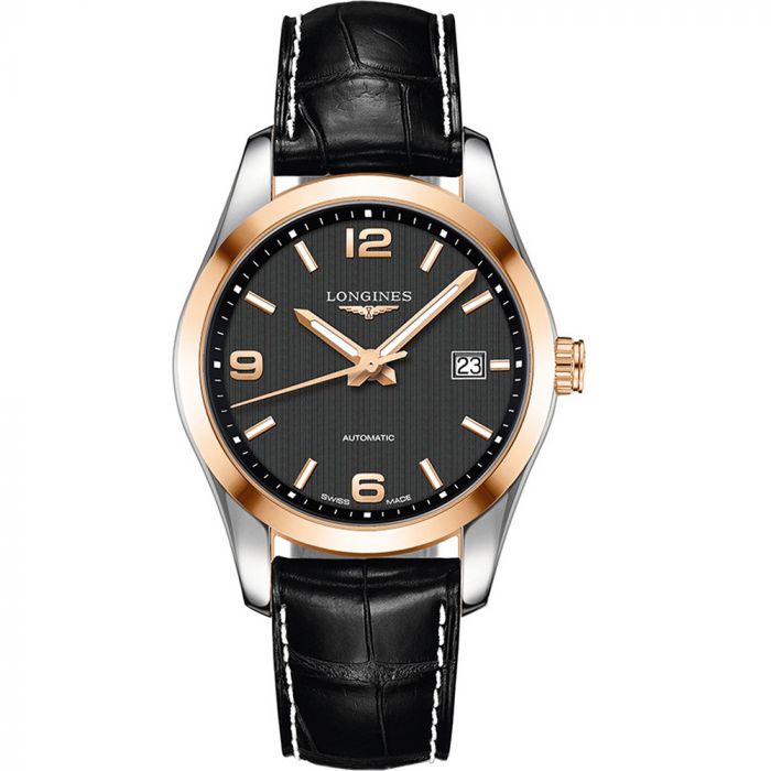 Longines Conquest Classic Automatic Mặt Tròn Dây Da Màu Đen Lịch Ngày L2.785.5.56.3