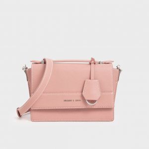 Charles & Keith Front Handle Màu Hồng Pink CK2-51190005-2