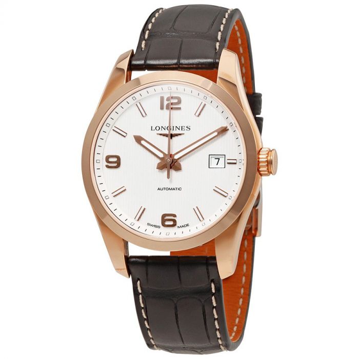 Longines Conquest Classic Automatic Mặt Tròn Màu Bạc Dây Da Màu Đen Lịch Ngày L2.785.8.76.3