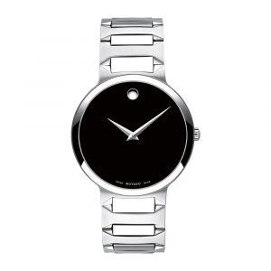 Movado Temo Mặt Tròn Màu Đen Dây Kim Loại Màu Bạc 0607292