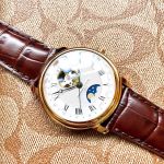 Frederique Constant Classics Moon Phase Open Heart Automatic Mặt Tròn Màu Bạc Dây Da Màu Nâu Lịch Ngày FC-335MC4P5