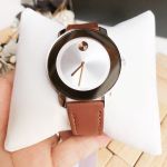 Movado Bold Cognac Mặt Tròn Màu Bạc Dây Da Màu Nâu 3600379