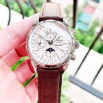 Eterna Heritage 1948 Chronograph Moon Phase Mặt Tròn Màu Bạc Dây Da Màu Nâu 2958.41.60.1403