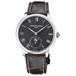 Frederique Constant Slim Line Moon Phase Mặt Tròn Màu Xám Đen Dây Da Lịch Ngày FC-705GR4S6