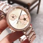 Michael Kors Courtney Mặt Tròn Họa Tiết Hoa Dây Kim Loại Màu Vàng Hồng MK3836