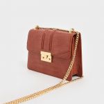 Charles & Keith Croc-Effect Chain Shoulder Màu Cam Gạch CK2-21200002-4