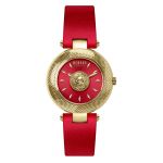 Versus by Versace Brick Lane Mặt Tròn Viền Vàng Dây Da Màu Đỏ VSP214118
