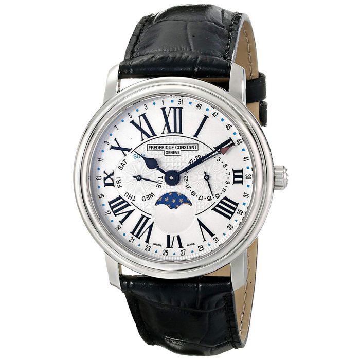 Frederique Constant Persuasion Classics Moon Phase Mặt Tròn Màu Trắng Dây Da Màu Đen Lịch Ngày Thứ FC-270M4P6