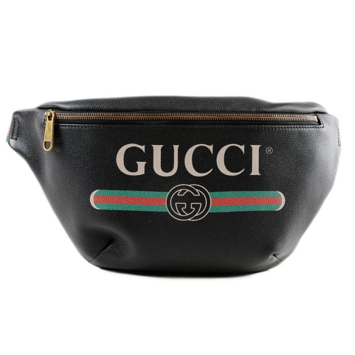 Gucci Bumbag Print Màu Đen Dây Đỏ Pha Xanh 530412 0GCCT