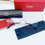 Cartier Lense Vuông Gọng Kim Loại Màu Bạc CT0050O 002