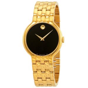 Movado Veturi Mặt Tròn Màu Đen Dây Kim Loại Màu Vàng 0606934