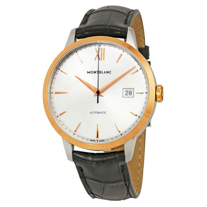 Montblanc Meisterstuck Heritage Automatic Mặt Tròn Màu Bạc Dây Da Màu Đen Lịch Ngày 111624