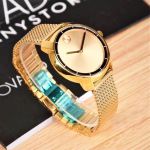 Movado Bold Mặt Tròn Dây Mesh Kim Loại Màu Vàng 3600242