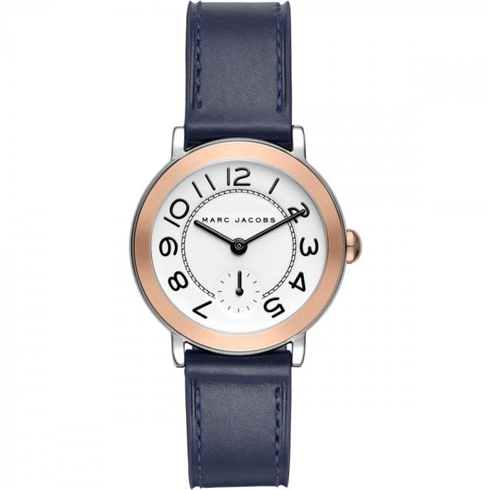 Marc Jacobs Riley Mặt Tròn Màu Trắng Dây Da Màu Xanh MJ1602