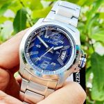 Citizen Eco-Drive Mặt Tròn Màu Xanh Dây Kim Loại Màu Bạc Lịch Ngày AW1350-83M