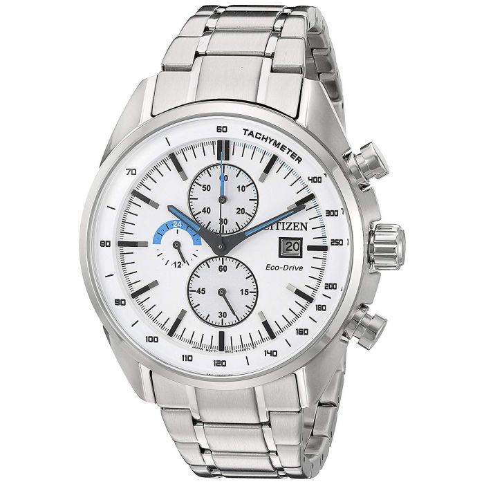 Citizen Drive Chronograph Eco-Drive Mặt Tròn Màu Trắng Dây Kim Loại Màu Bạc Lịch Ngày CA0590-82A