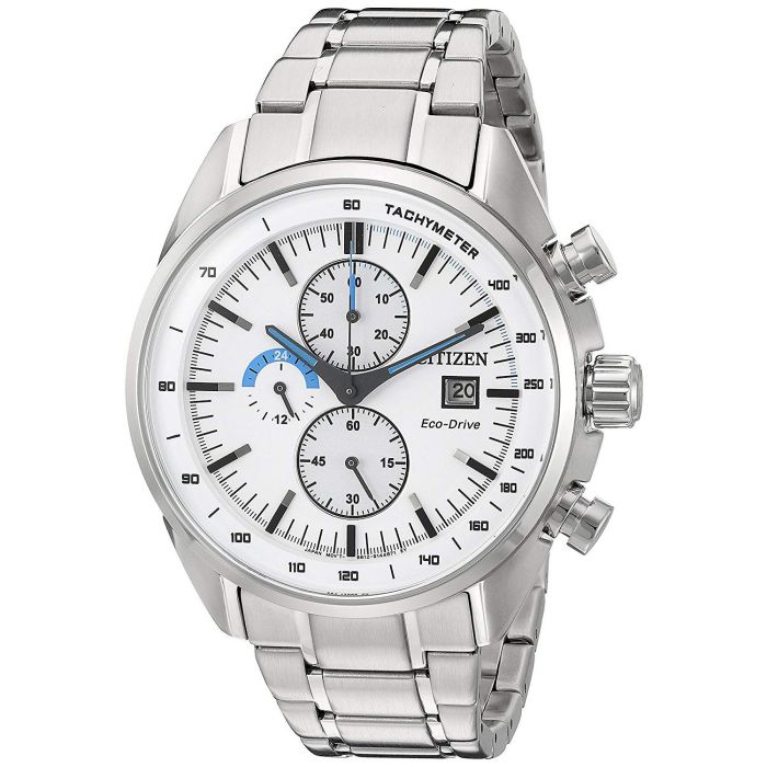 Citizen Drive Chronograph Eco-Drive Mặt Tròn Màu Trắng Dây Kim Loại Màu Bạc Lịch Ngày CA0590-82A