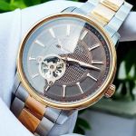 Bulova Classic Automatic Demi Vàng Hồng Mặt Tròn Màu Nâu Dây Kim Loại 98A140