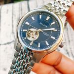 Bulova Classic Automatic Mặt Tròn Màu Xanh Dây Kim Loại Màu Bạc 96A189