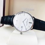 Frederique Constant Slim Line Mặt Tròn Màu Bạc Dây Da Màu Đen Lịch Ngày FC-220S5S6