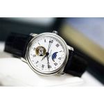 Frederique Constant Classics Heart Beat Moon Phase Automatic Mặt Tròn Màu Bạc Dây Da Màu Đen Lịch Ngày FC-335MC4P6