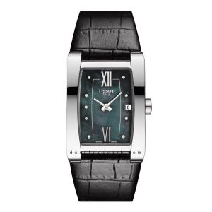 Tissot Generosi Mặt Chữ Nhật Khảm Trai Dây Da Màu Đen Lịch Ngày T105.309.16.126.00