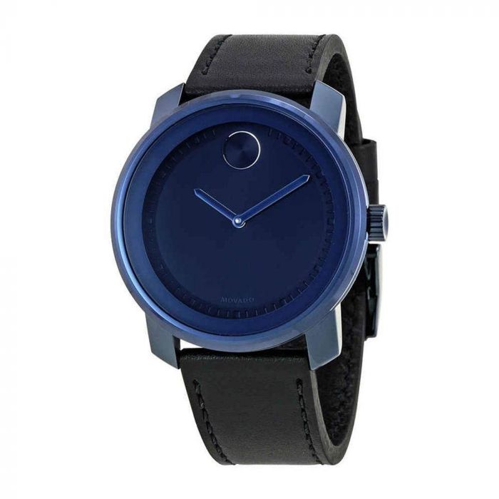 Movado Bold Mặt Tròn Màu Xanh Dây Da Màu Đen 3600408