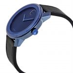 Movado Bold Mặt Tròn Màu Xanh Dây Da Màu Đen 3600408