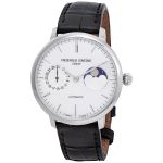 Frederique Constant Slim Line Moonphase Automatic Mặt Tròn Màu Bạc Dây Da Màu Đen Lịch Ngày FC-702S3S6