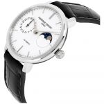 Frederique Constant Slim Line Moonphase Automatic Mặt Tròn Màu Bạc Dây Da Màu Đen Lịch Ngày FC-702S3S6