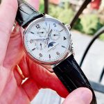 Frederique Constant Runabout Automatic Moon Phase Mặt Tròn Màu Bạc Dây Da Màu Đen Lịch Vạn Niên FC-365RM5B6