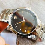 Movado Luno Mặt Tròn Màu Đen Dây Kim Loại Màu Bạc 0607041