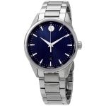 Movado Stratus Mặt Tròn Màu Xanh Dây Kim Loại Màu Bạc Lịch Ngày 0607244