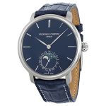Frederique Constant Manufacture Slim Line Moon Phase Automatic Mặt Tròn Dây Da Màu Xanh Lịch Ngày FC-705N4S6
