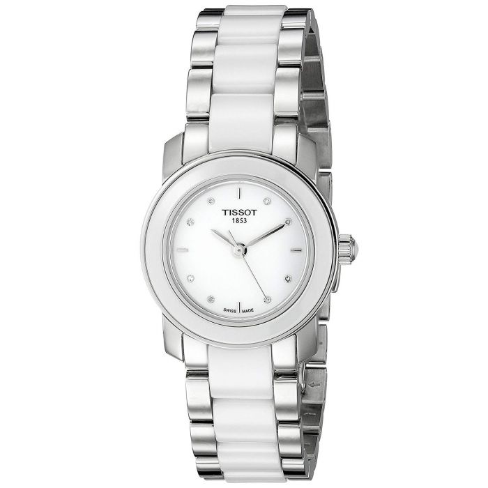 Tissot T-Trend Cera Mặt Tròn Màu Trắng Dây Kim Loại Mix Ceramic T064.210.22.016.00