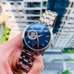 Orient Golden Eye II Open Heart Automatic Mặt Tròn Màu Xanh Dây Kim Loại Màu Bạc FAG03001D0