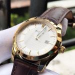 Bulova Mặt Tròn Màu Bạc Dây Da Màu Nâu Lịch Ngày 97M114