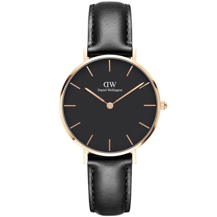 Daniel Wellington Petite Sheffield Mặt Tròn Dây Da Màu Đen DW00100168