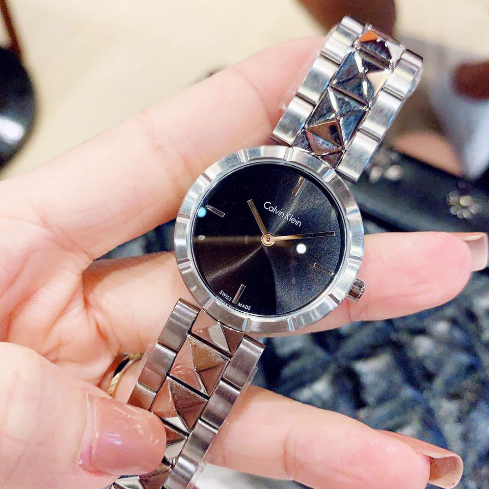Calvin Klein Edge Mặt Tròn Màu Đen Dây Kim Loại Màu Bạc K5T33141 xách tay  chính hãng giá rẻ bảo hành dài - Đồng hồ nữ - Senmix