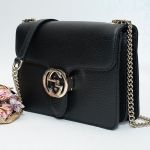 Gucci Crossbody Màu Đen Dây Xích Đáp Da 510304 CA00G