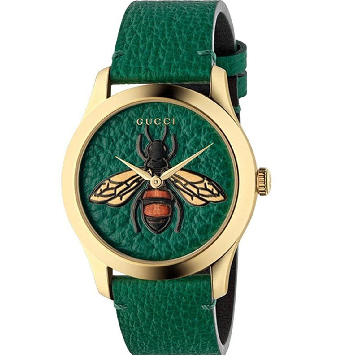 Gucci G-Timeless Emerald Mặt Tròn Họa Tiết Con Ong Dây Da Màu Xanh  YA1264065 xách tay chính hãng giá rẻ bảo hành dài - Đồng hồ nữ - Senmix