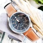 Citizen Avion Eco-Drive Mặt Tròn Màu Xám Dây Da Màu Nâu AW1361-10H